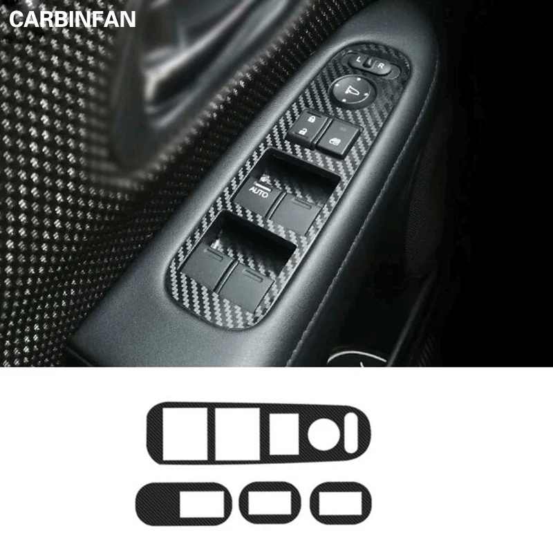 Стайлинг автомобиля наклейка черного цвета из карбона на окна кнопка