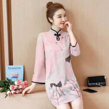 

Plus Size Women Vintage Chinese Style Dress 2020 Elegant Fashionable Runway Dresses Women High Quality Cheongsams Qipao Dress