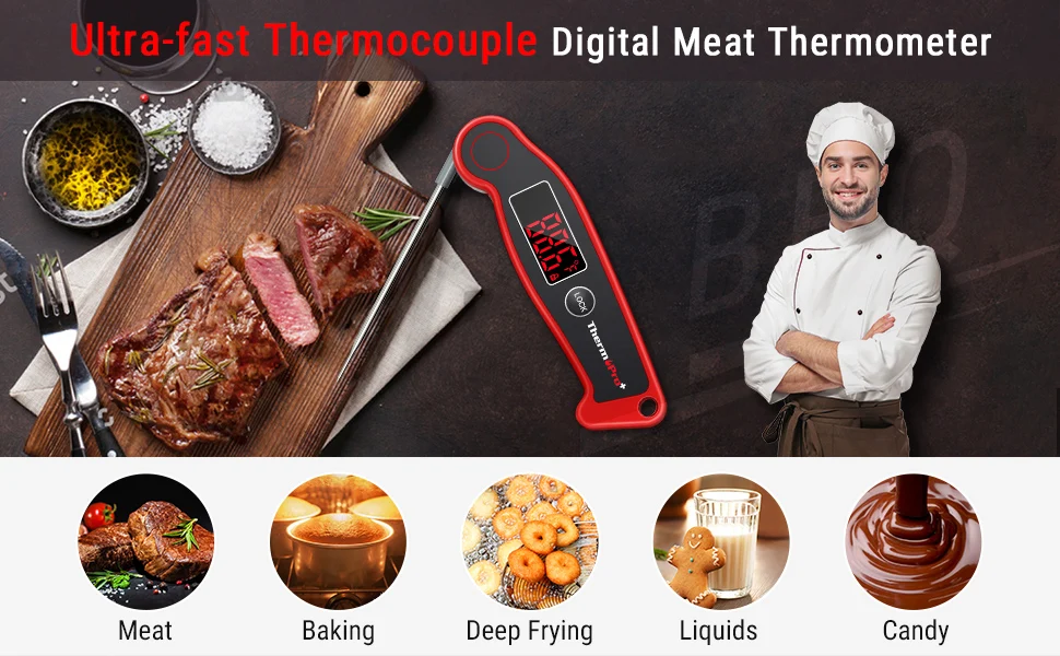 ThermoPro TP19 водонепроницаемый цифровой термометр для мяса для гриля с термопарой термометр для мгновенного чтения