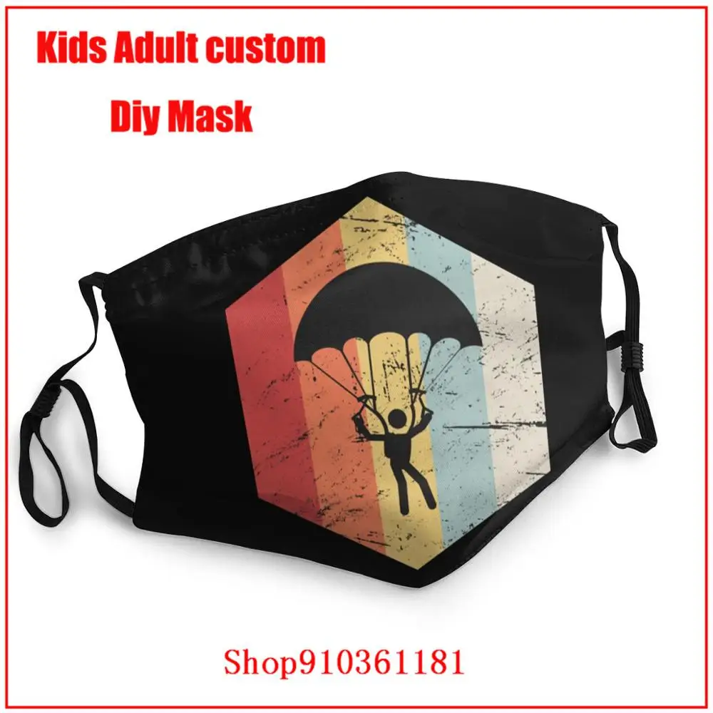 Retro 70s Skydiving Parachute Icon designer mask for face mascarillas