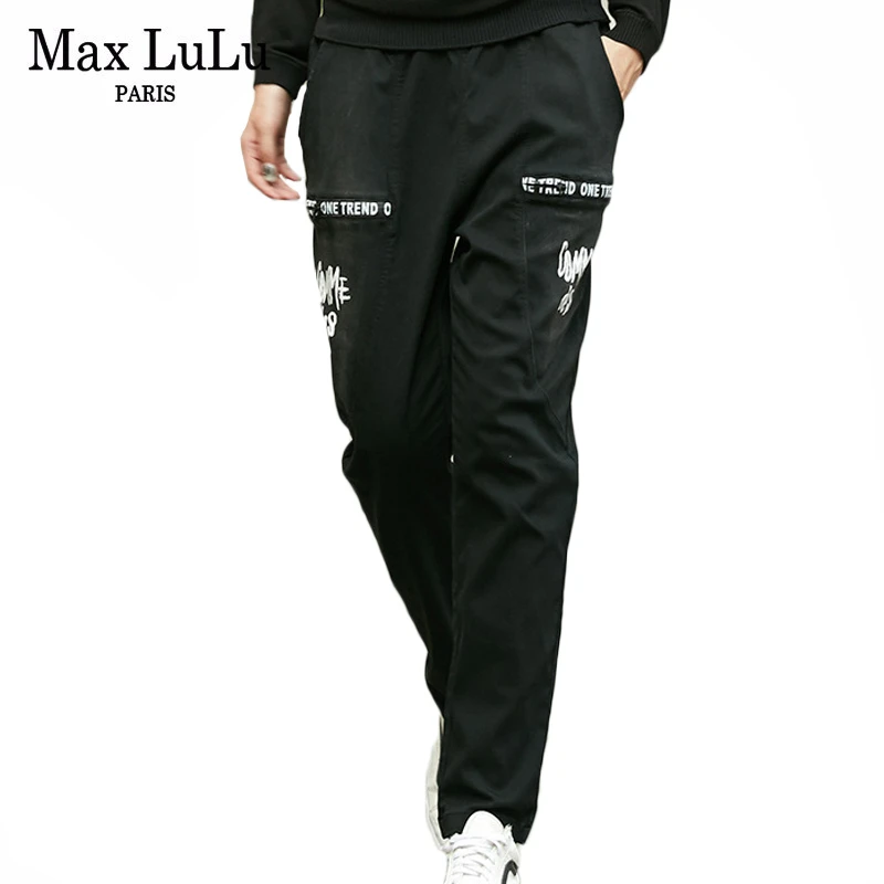 Max LuLu 2019 модные корейские Брендовые женские уличные женские эластичные осенние брюки винтажные женские свободные брюки с принтом Большие
