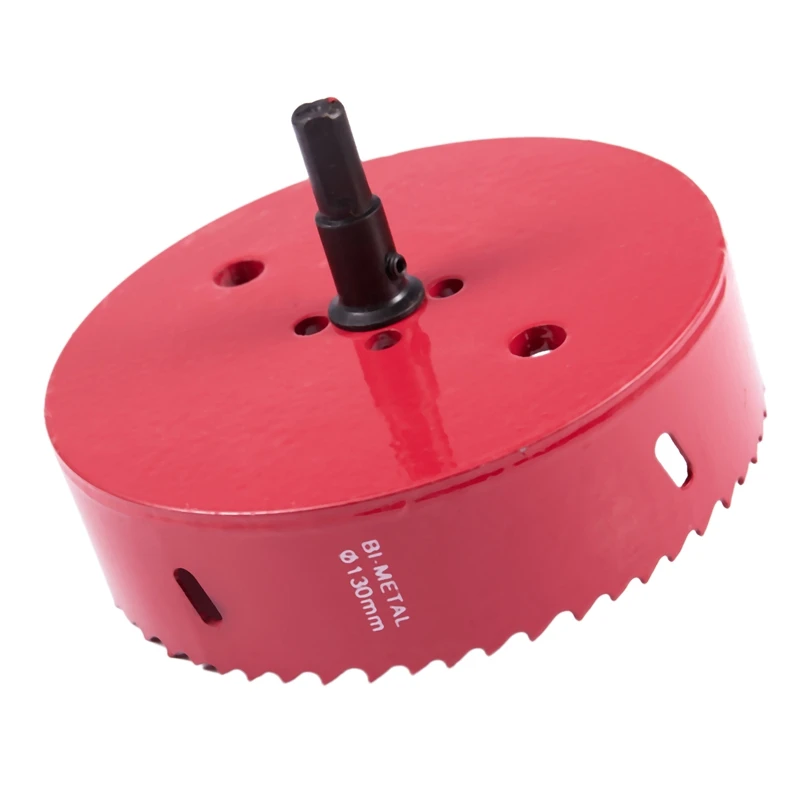 6mm Drill Bit 130mm Cutting Diameter Hole Saw Red for Drilling Wood