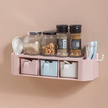 

Kitchen Multi-function Rack Spice Rack Holder Punch-free Wall-mounted Seasoning Box Spice Rack