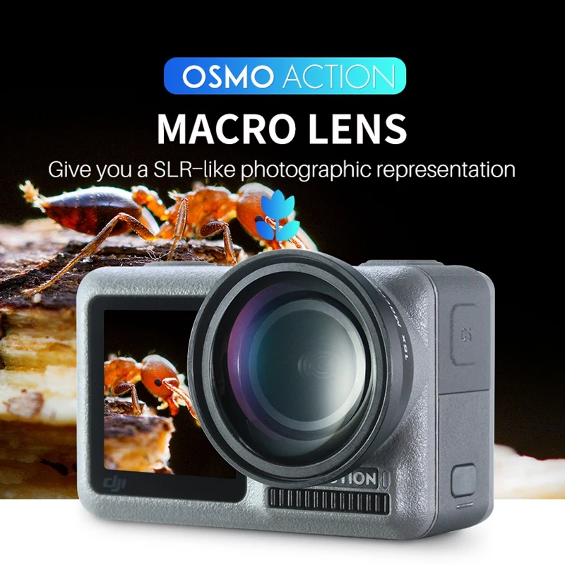 Акция-Ulanzi OA-5 15X макрообъектив камеры для Dji Osmo Action HD 4K Оптическое стекло внешнее Osmo Action Macro объектив Acce
