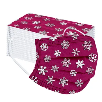 

50PC Adult's mask Christmas Printed Disposable Meltblown Non-woven mouth Face Mask Elastic Breathable Earloops mask Masque