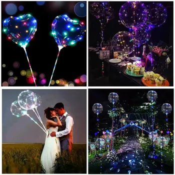 

Led Balloon Transparent Helium Clear Luminous Balloons With Sticks Wedding Birthday Party Decorations Kids LED Light Balloon