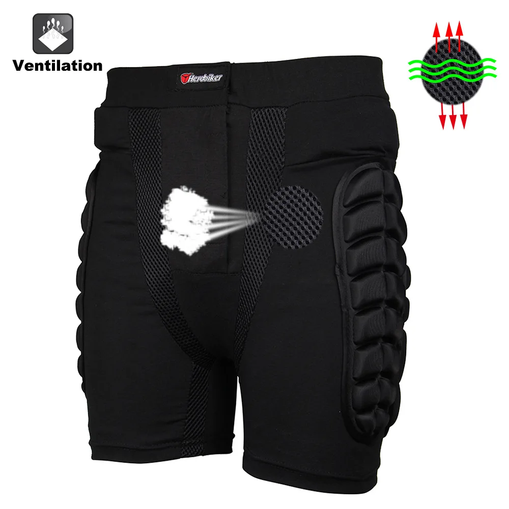 herobiker inverno esqui calças curtas hip protetor de esqui neve skate shorts proteção da motocicleta engrenagem calças joelheiras