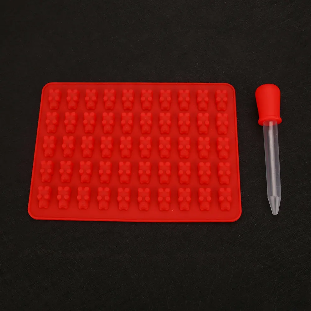 Red Формы для помадки 50 отверстия силиконовой формы инструменты для тортов кондитерские изделия украшения маленький-набор для выпечки с шоколадом поднос с героями мультфильма дома - Цвет: Red