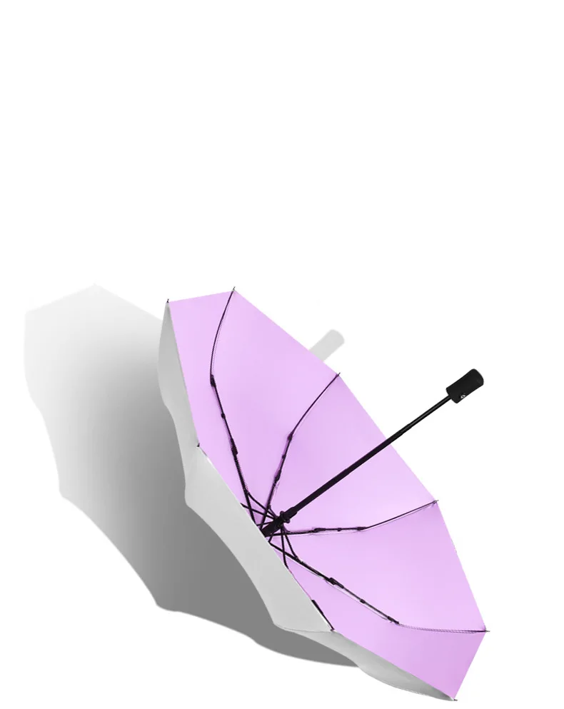 Titanium Silver Colloid Triple Automatic Umbrella Sun-resistant Parasol Hipster Pocket Rain Or Shine Dual Purpose Vinyl Ultra-Li