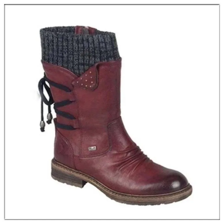 Women's boots snow short boots women's shoes fashion casual knitted wool buckle