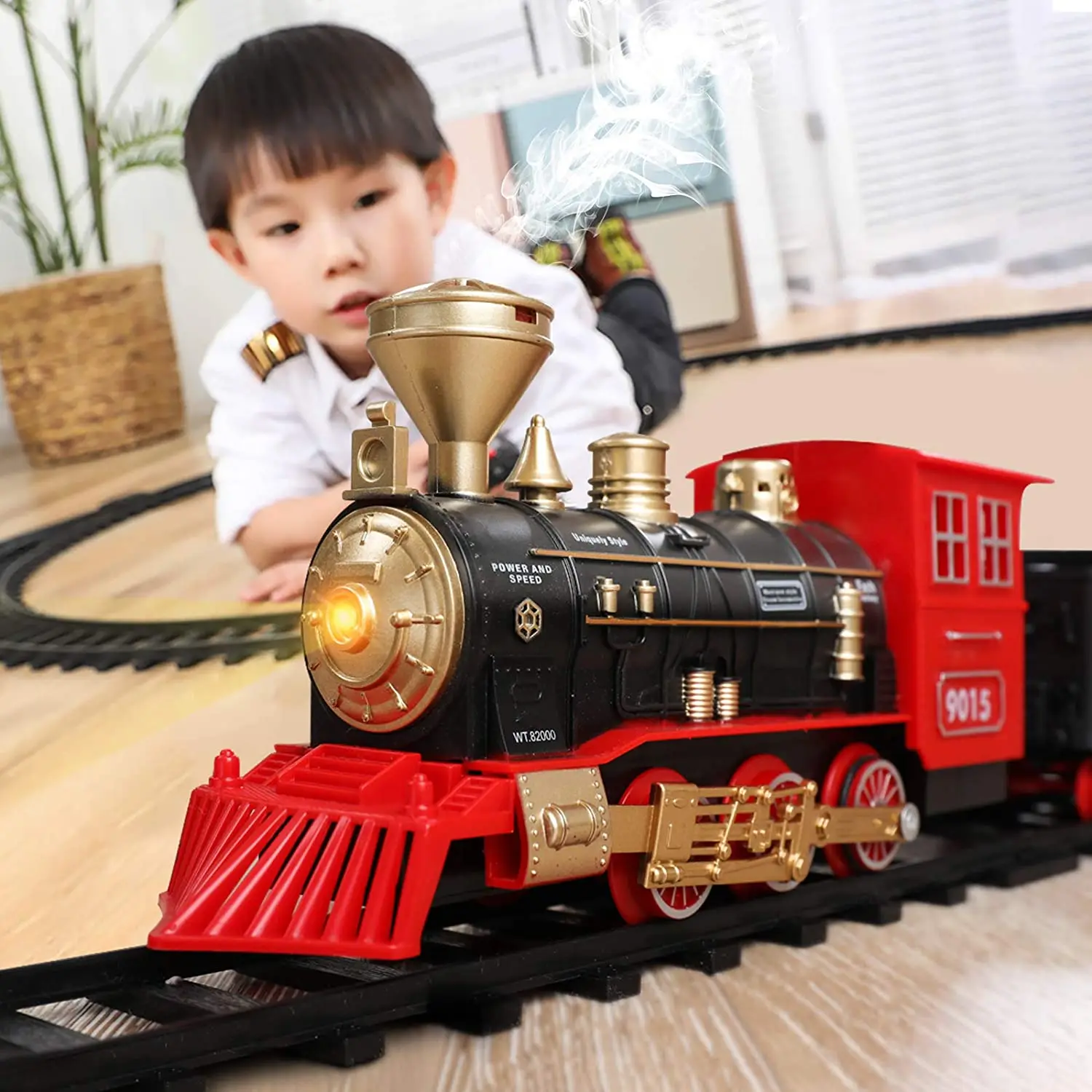 Battery Operated Railway Classical Freight Train Water Steam Locomotive Playset with Smoke Simulation Model Electric Train Toys die casting electric train toy rails dynamic steam train model railway set profissional autorama car circuit kids toy 1 43 scale