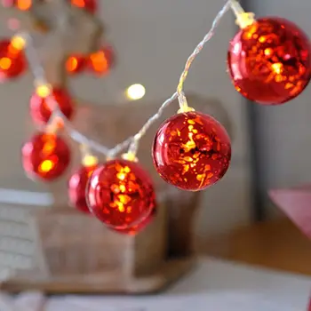 

Creative LED Red Ball String Lights Battery Powered Waterproof Party New Year Christmas Decoration Fairy Lighting 634E