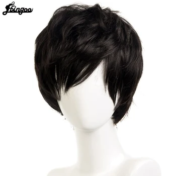 

Ebingoo Joker High Temperature Fiber Short Black Layered Natural Wave Synthetic Cosplay Wigs for Men Halloween Costume Party