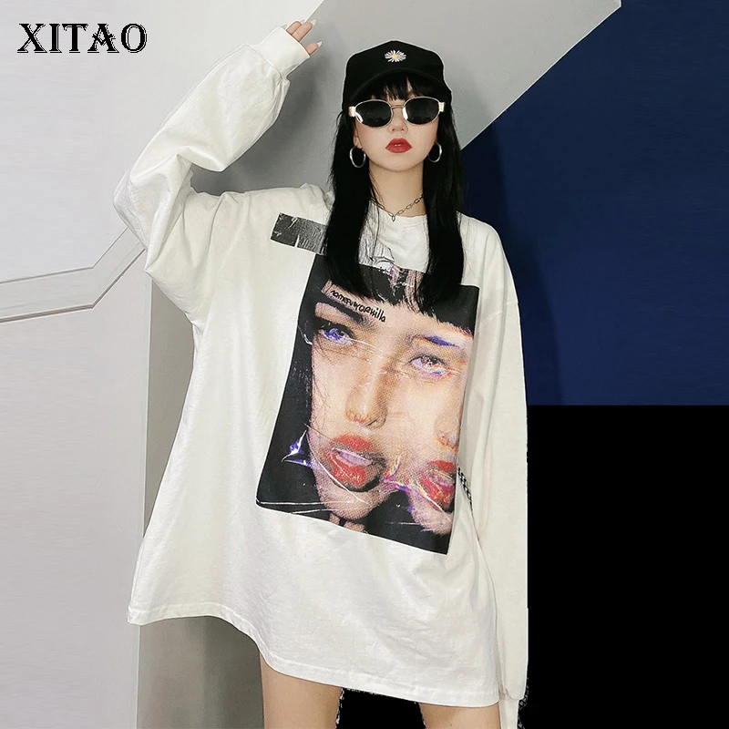 XITAO Print Letter Zippers Sweatshirt Women 2020 Autumn Fashion New Hip Hop Style O Neck Collar Long Sleeve Pullover Top ZP2243 | Женская