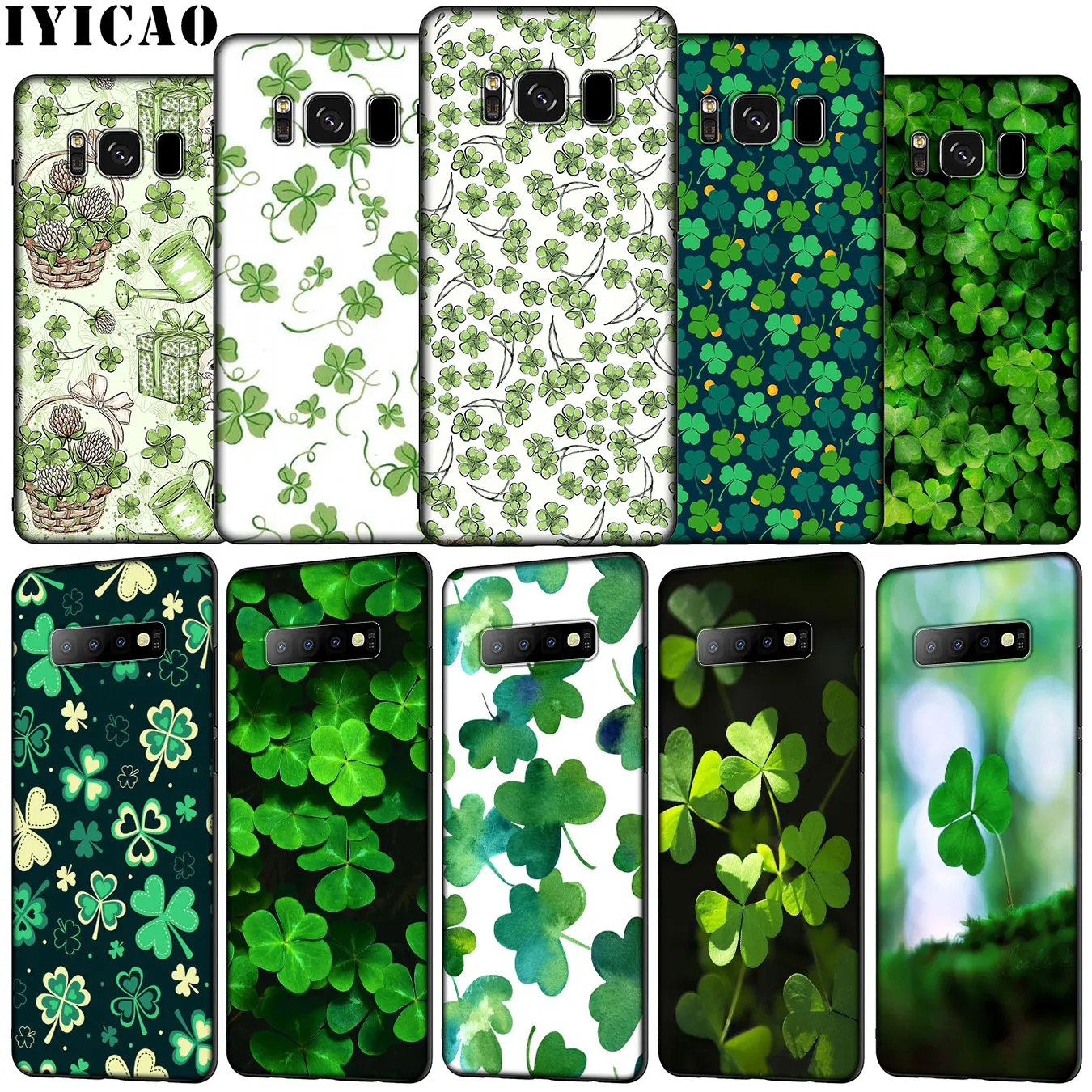 IYICAO green Lucky Clover Soft Silicone Phone Case for Samsung Galaxy S20 Ultra S10e S9 S8 Plus S6 S7 Edge S10 Lite Cover | Мобильные