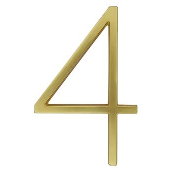 

127mm Floating Modern House Number Satin Brass Door Home Address Numbers for House Digital Outdoor Sign Plates 5 Inch. #4