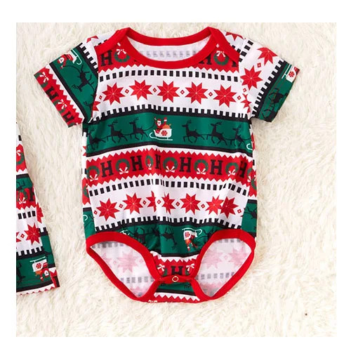 Рождественские одинаковые пижамы для всей семьи с классическим рисунком; летний хлопковый комбинезон для малышей; платье для мамы; Повседневная рубашка с короткими рукавами - Цвет: BABY GIRL