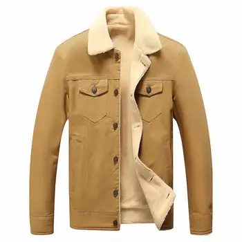 

2020 Men's Fleece-Lined Autumn and Winter New Lapel Casual Jacket Youth Lambskin Slim-Fit Jacket