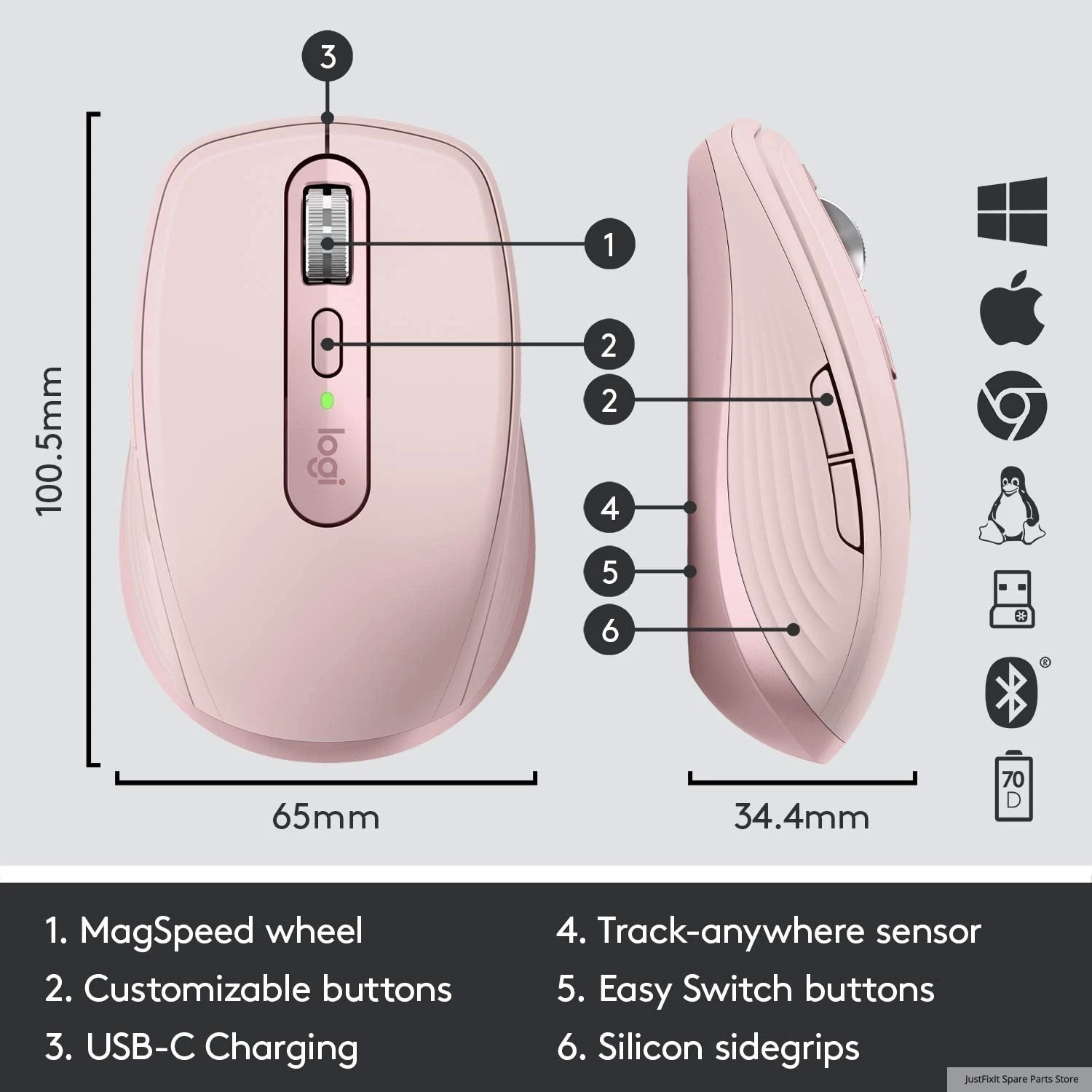 US $102.55 Logitech MX ANYWHERE 3 wireless Mouse Bluetooth For Business Office Computers Compact Highperformance Mice