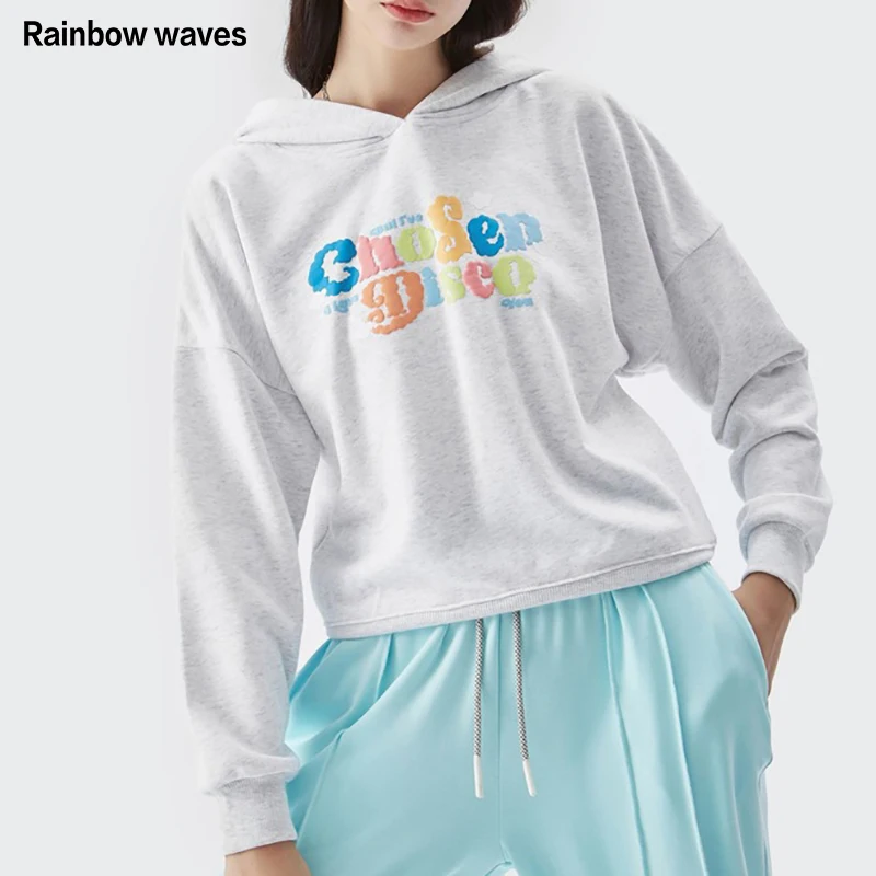 pink bape hoodie Rainbowwaves Women Sweatshirt Streetwear Casual Korean Style Fashion Crop Top Spring Long Sleeve Short Female Loose Pullovers hoodies