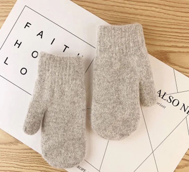 Light Gray Простые Модные женские короткие варежки с кроличьим мехом двойные теплые перчатки зимний ветрозащитный Теплый Открытый лыжные перчатки D98 - Цвет: Light Gray