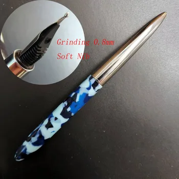 

Celluloid Fountain Pen Ink Pen Handmade Grinding Nib 0.8mm Soft Nib Silver Steel Cap Office school supplies Writing Gift