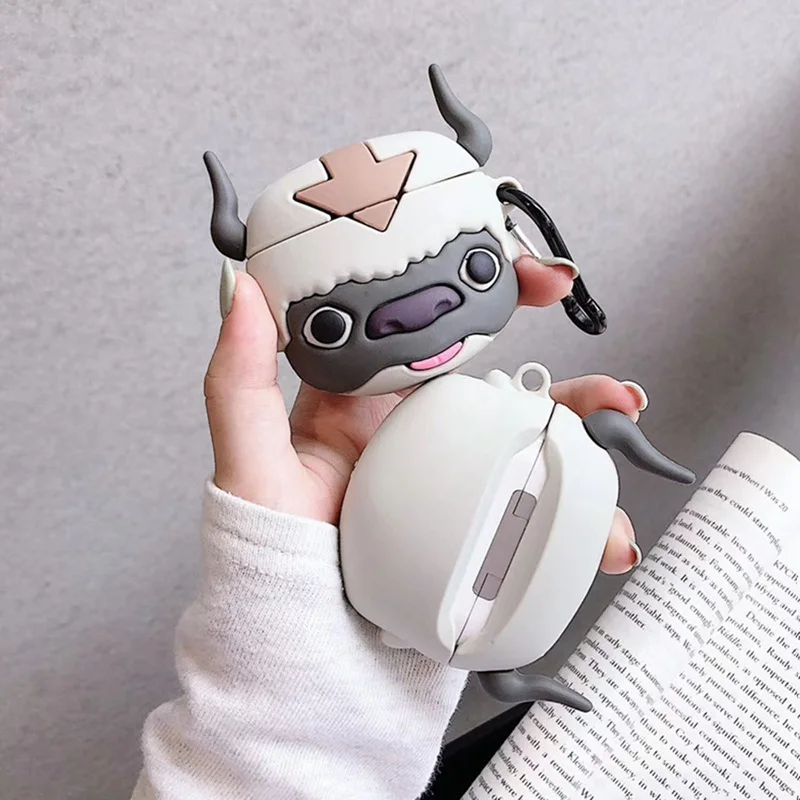 

Cute Cartoon Caw Silicone Antishock Earphone Protect Cover For AirPods 1/2 Generic Protector Cover Charging Case with Carabiner