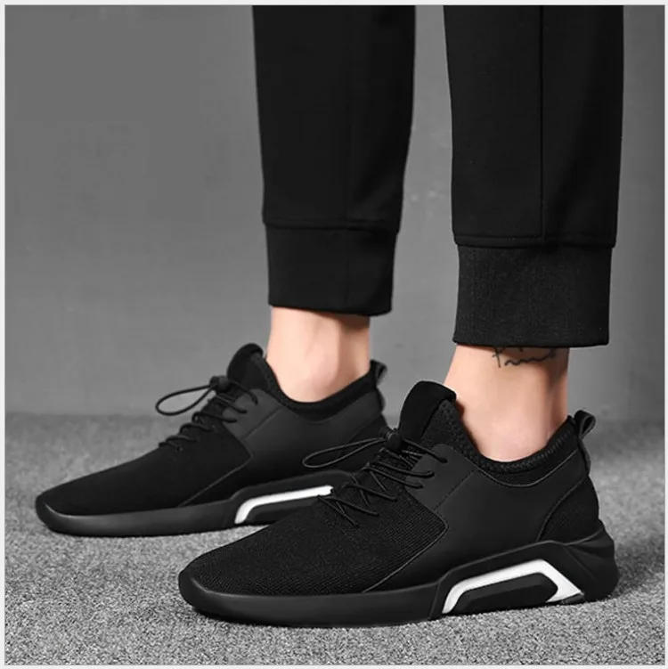 

Solid Color Elastic Band Thick Car Suture Breathable Lightweight Wearable Anti-slip Cloth round-Toe Flat Heel MEN'S Casual Shoes