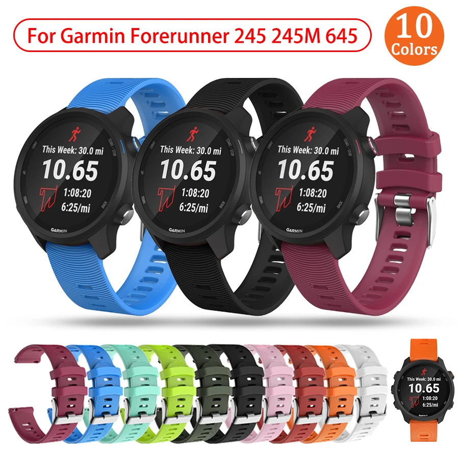 

20MM Watch Band for Samsung Galaxy Watch 4 40mm 46mm/Garmin Vivoactive3/Forerunner 245 245M 645 Silicone Strap Smart accessories
