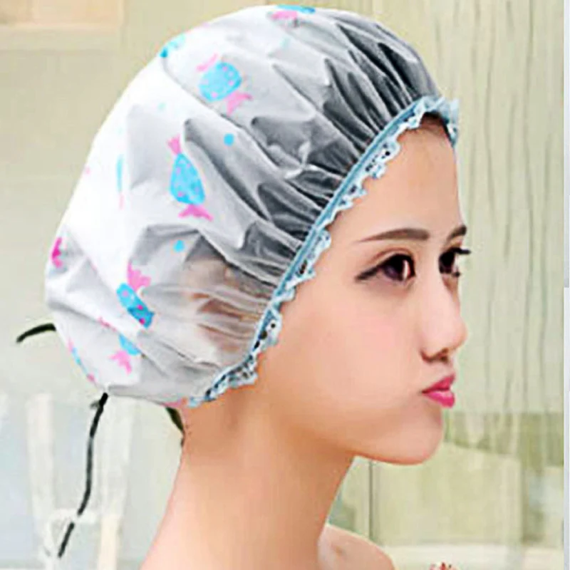 Shower-Cap Bathing-Cap Bathroom-Accessories Waterproof Hair-Salon-Dot Elastic Women