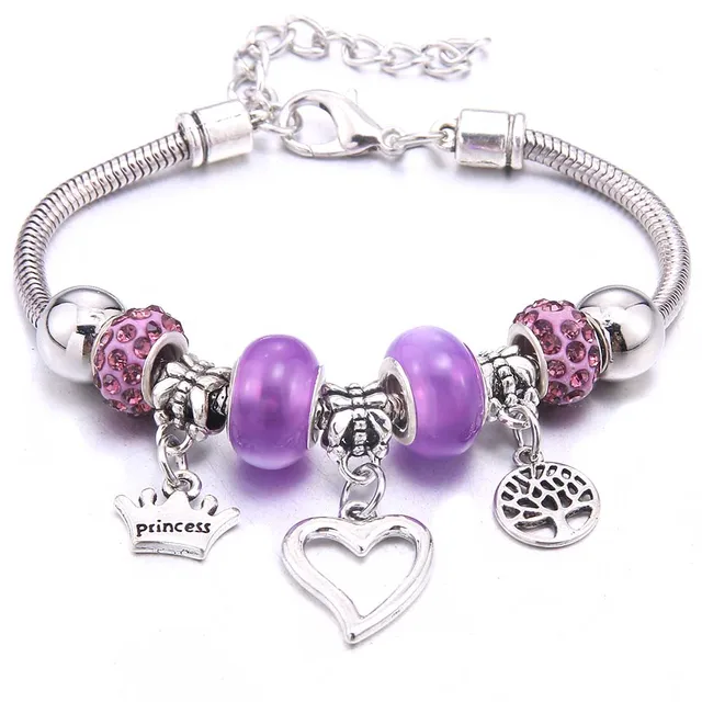 Antique Crown key lock Shape 6-colors crystal Charm Bracelets for Women Glass Beads Brand Bracelet & Bangle DIY Jewelry Gifts 39