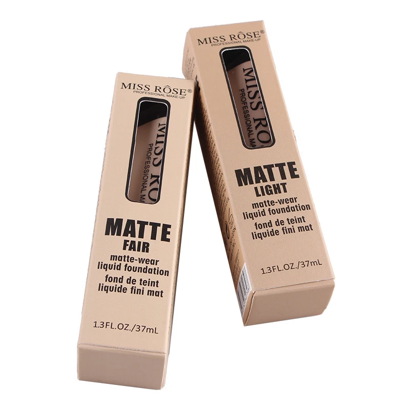 MISS ROSE 37ml Matte Liquid Foundation Cream Soft Matte Long Wear Oil Control Concealer Fashion Basic Makeup Beauty Profissional