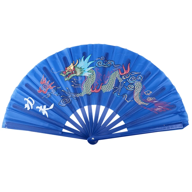 

LBER Plastic Frame Dragon Printed Sports Folding Hand Fan Royal Blue