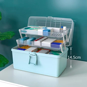 

Portable Multi Layer Rectangular Travel Large Capacity Camping Home With Handle Lockable Design First Aid Storage Box Emergency