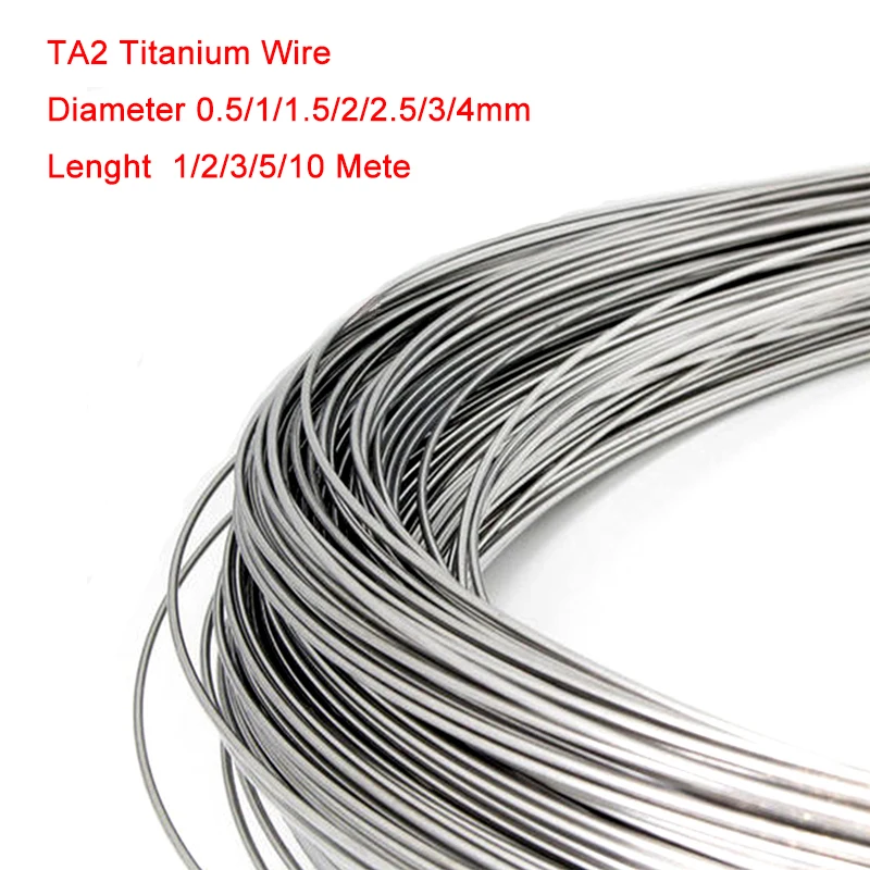 1Pcs TA2 Titanium Wire High Pure Ti Alloy Metal Line Diameter 0.5/1/1.5/2/2.5/3/4mm * Lenght  1/2/3/5/10 Meter DIY Material