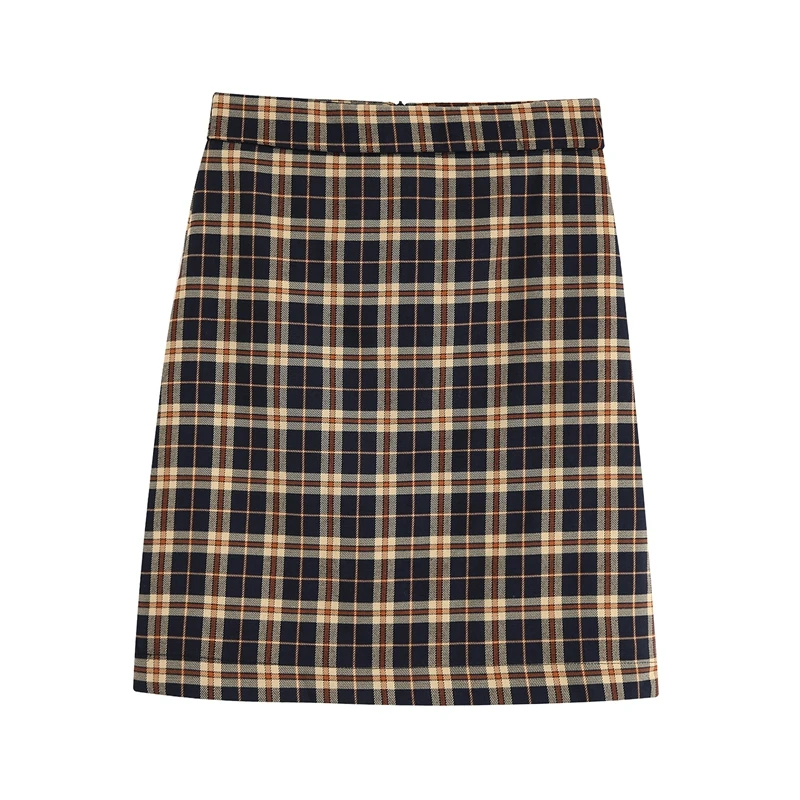 Женская модная тонкая клетчатая юбка с высокой талией, офисный женский костюм, юбки, женские прямые юбки WB9687