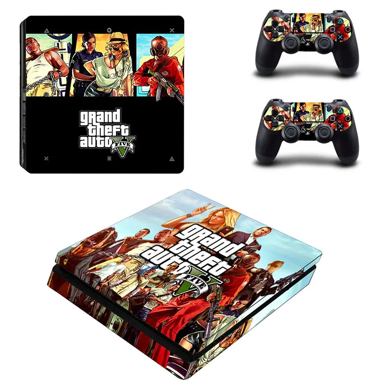 GTA 5 PS4 тонкие наклейки PS 4 Play station Slim кожи наклеивающиеся Переводные картинки для