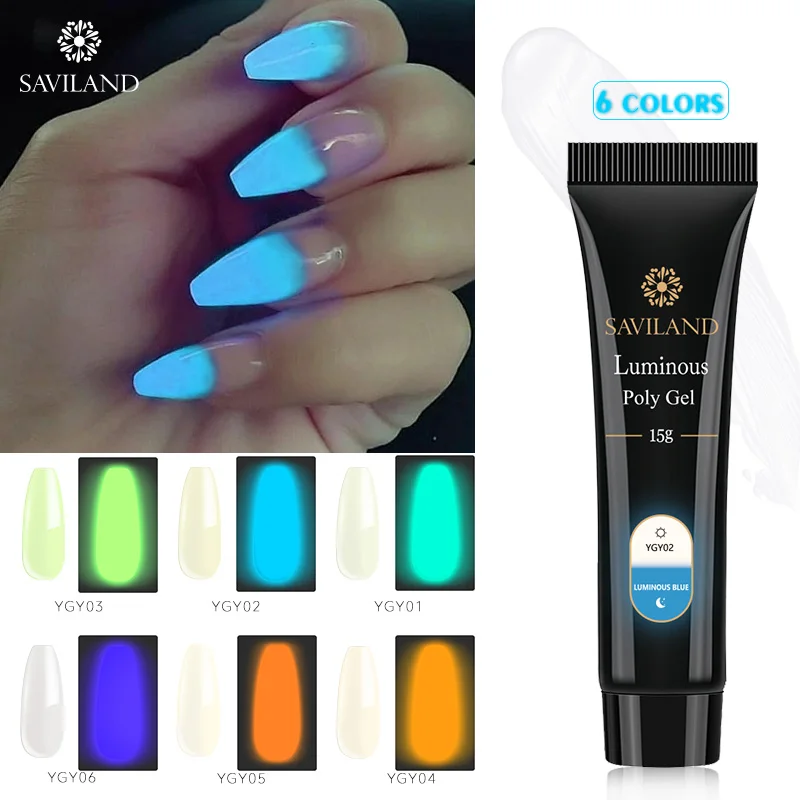 

SAVILAND Finger Extension Glow Nails Glow In Dark Gel UV Gel Varnish Acrylic UV LED Gel Polish Varnish Glow Gel