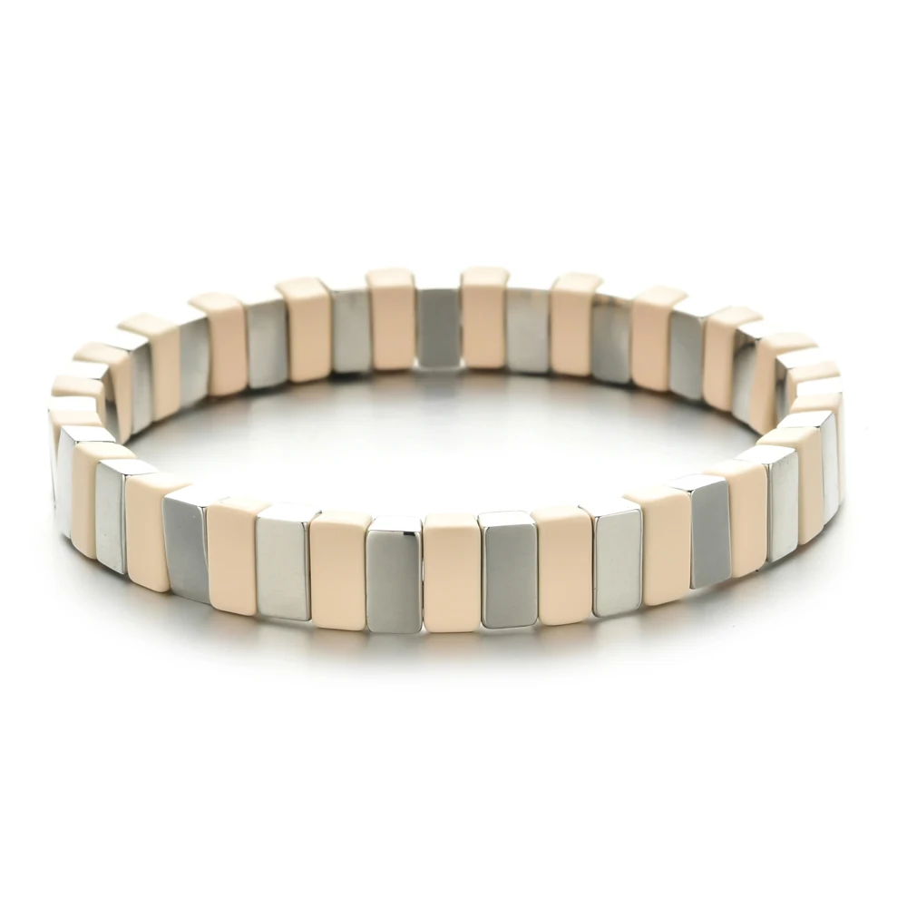 Women Rainbow Bracelets Fashion Handmade Enamel Bracelet Tile Beaded Jewelry Pulsera Stackable Geometric Bangle Factory Bracelet Jewelry