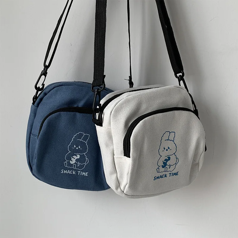 Cute Rabbit Canvas Women Small Crossbody Bag Casual Student Girls Messenger Bags Vintage Ladies Phone Purse Handbag Shoulder Bag 5