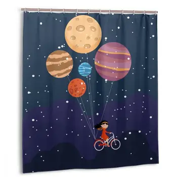 

CHARM HOME Planetas Universe Sun Constellation Shower Curtain 66x72 In Customized Bathroom Waterproof Polyester Curtain