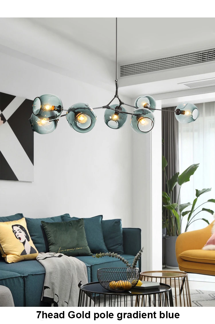 Современная стеклянная люстра в виде шаров в скандинавском мире, подвесной стеклянный шар, лампа для гостиной