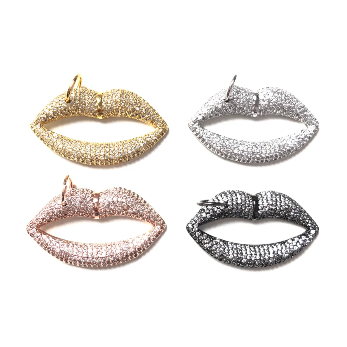 5pcs Big Lips Charms Pendant for Woman Bracelet Necklace Earring Making Cubic Zirconia Jewelry Handmade Gift Accessory Wholesale