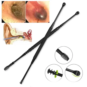 

2 Pcs 360° Stainless Steel Rotary Ear Cuts Resin Ears Do Not Hurt Ear Dig glow Earplug Wax Remover Earplugs Clean Ear Wax