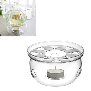 

1pc Portable Clear Teapot Holder Base Coffee Water Tea Warmer Candle Holder Glass Heat-Resisting Teapot Warmer Insulation Base