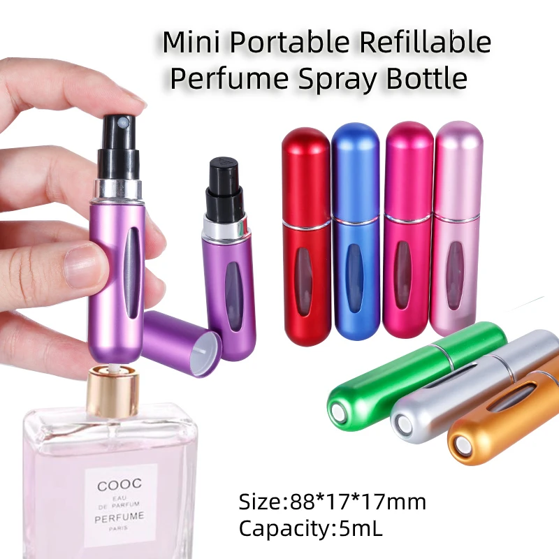 

Mini Portable Refillable Perfume Spray Bottle Aluminum Makeup Water Atomizer Bottle Empty Container Travel Perfume Bottle Tool