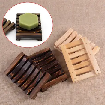

2pcs Wood Bathroom Shower Bath Soap Dish Tray Holder Storage Rack Plate Dispenser 11.5x8x2.1cm