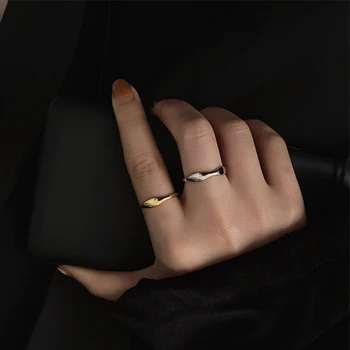 

HUANZHI 2019 Minimalist Design Gold Silver Metal Irregular Wave Geometric Thin Rings for Women Girl Wedding Party Jewelry