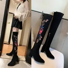 Сапоги выше колена; женская обувь; женские сапоги; модные черные сапоги на высоком каблуке с острым носком; коллекция года; сезон осень; новые модные короткие ботиночки; B11