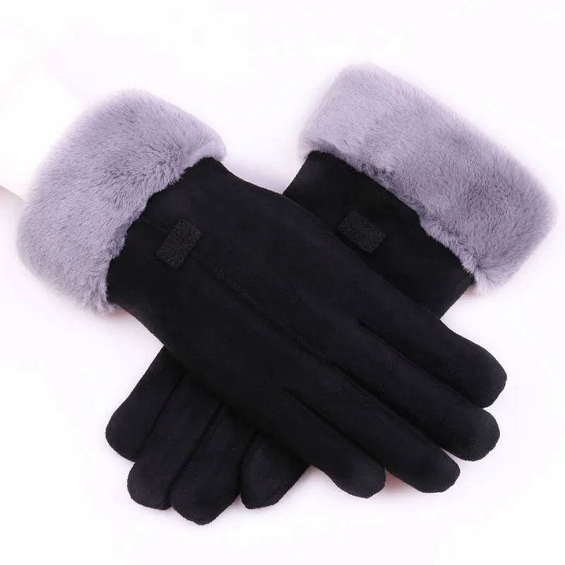 YELITE классические Luvas de inverno женские модные зимние уличные спортивные теплые перчатки варежки Eldiven однотонные розовые Guantes femme - Цвет: Black Gray